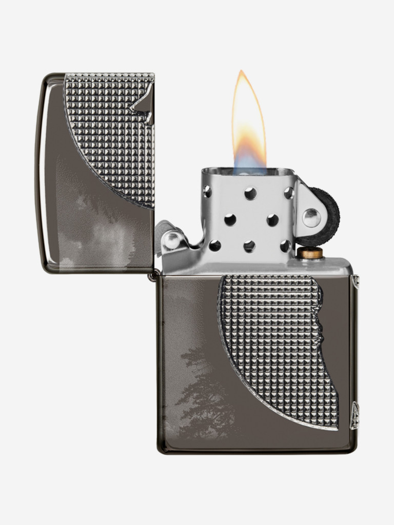 Зажигалка Zippo 49353 Armor Wolf High Polish Black Ice, черная