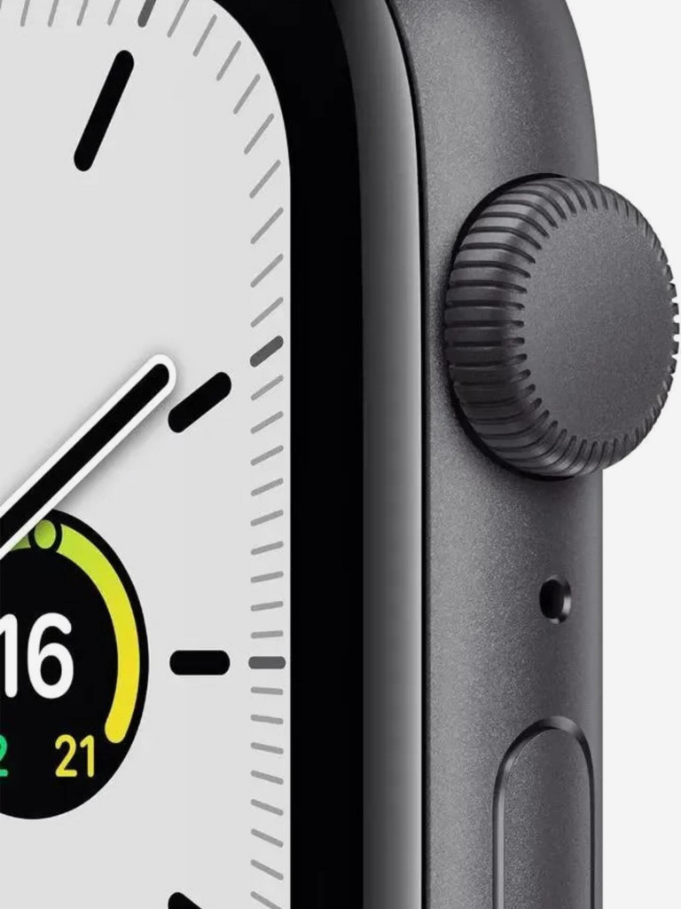 Часы Apple Watch SE GPS, корпус из алюминия цвета «серый космос», спортивный ремешок цвета «темная ночь» 44 мм