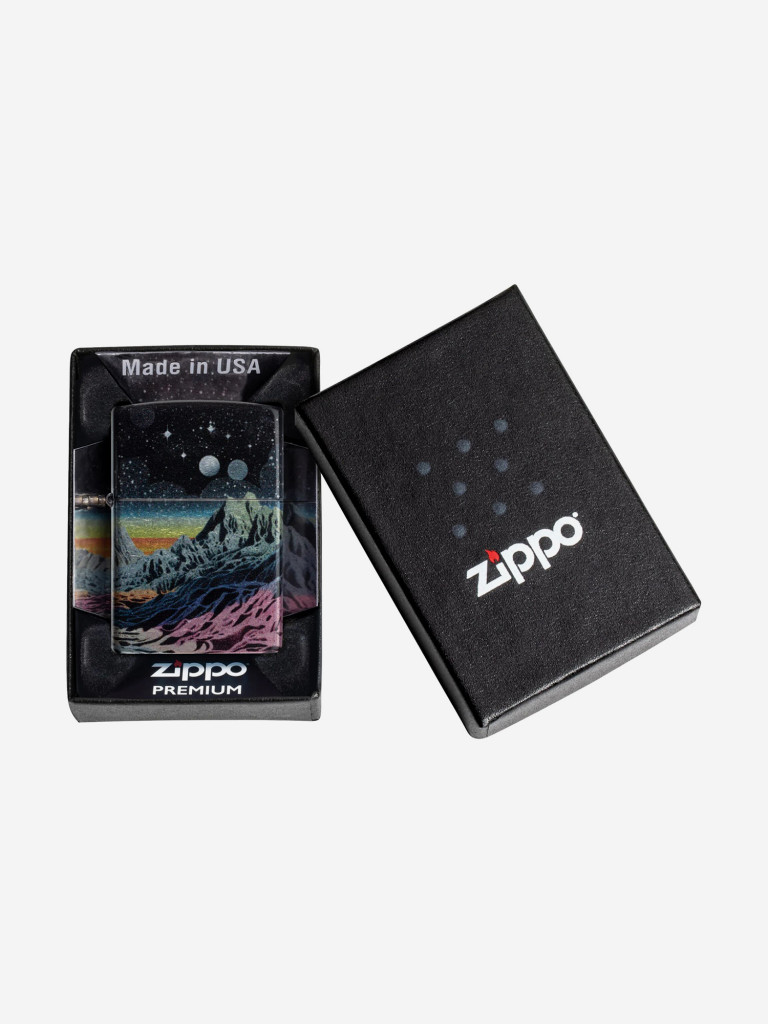 Зажигалка бензиновая ветроустойчивая Zippo Space in Color Design 540 Tumbled Chrome