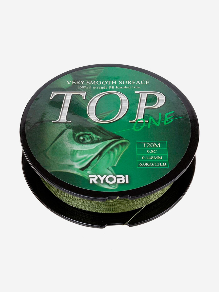 Шнур плетеный для рыбалки Ryobi TOP PE4X, 120м, 0,148мм, 6кг, темно-зеленый