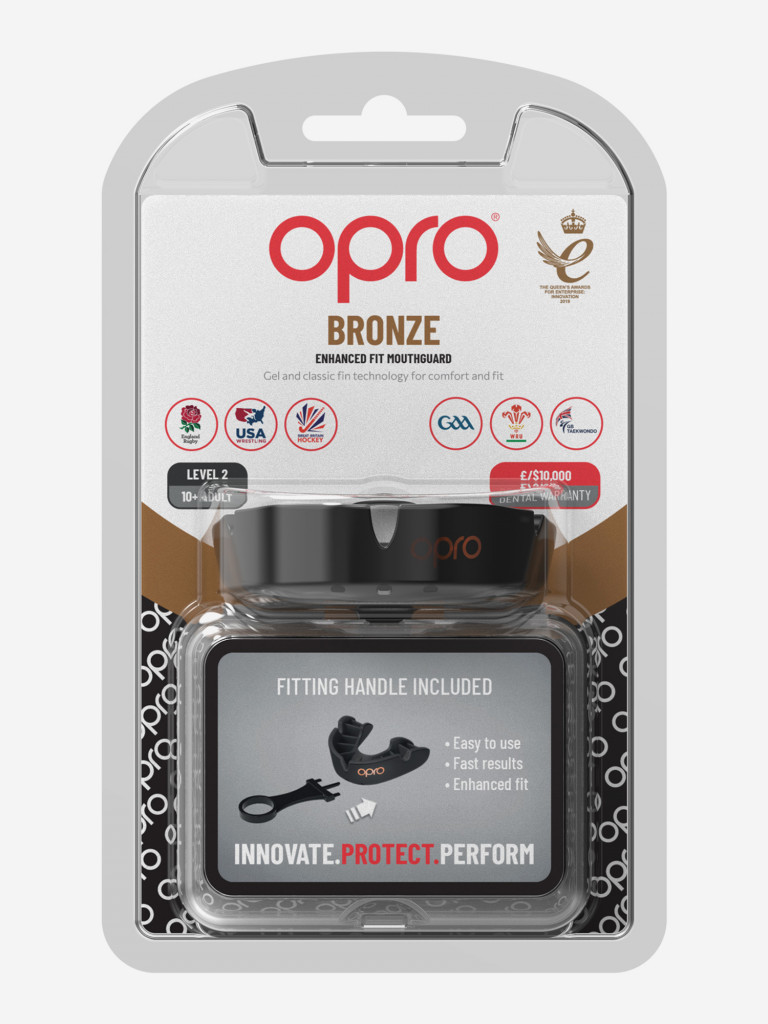 Боксерская капа взрослая, спортивная, защитная для зубов OPRO Self-Fit Bronze - Black