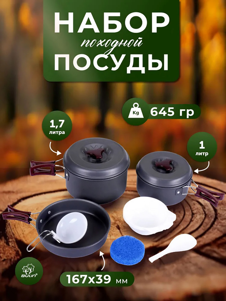 Набор посуды туристический Bulin на 2-3 чел BL200-C2