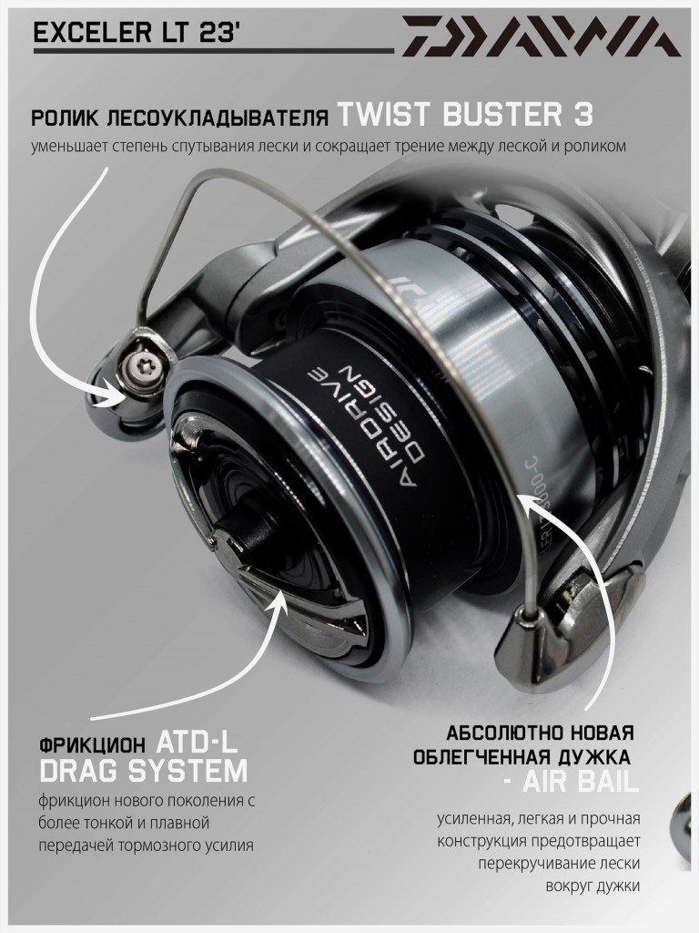 Катушка для спиннинга безынерционная Daiwa 23 Exceler LT 3000-C