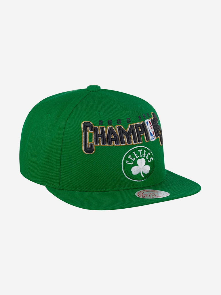 Бейсболка с прямым козырьком MITCHELL NESS HHSS4225-BCEYYPPPGREN Boston Celtics NBA