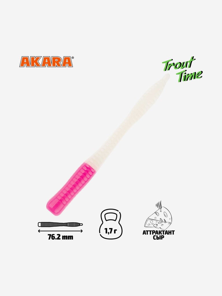 Силиконовая приманка Akara Trout Time WORM 3 Cheese 451 (20 шт.)