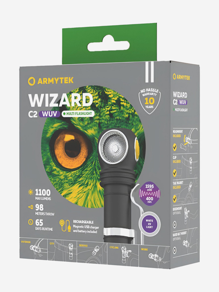 Фонарь налобный Armytek Wizard C2 MUV, холодный свет