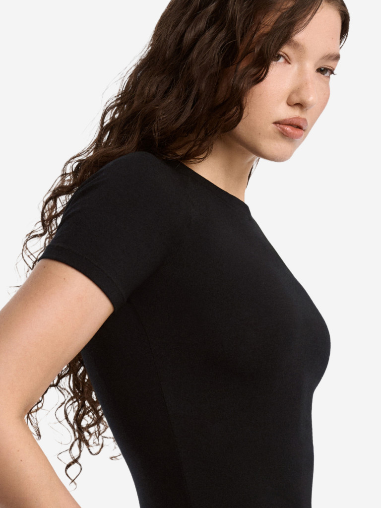 Футболка женская SOGU черная T-SHIRT SLIM HOME