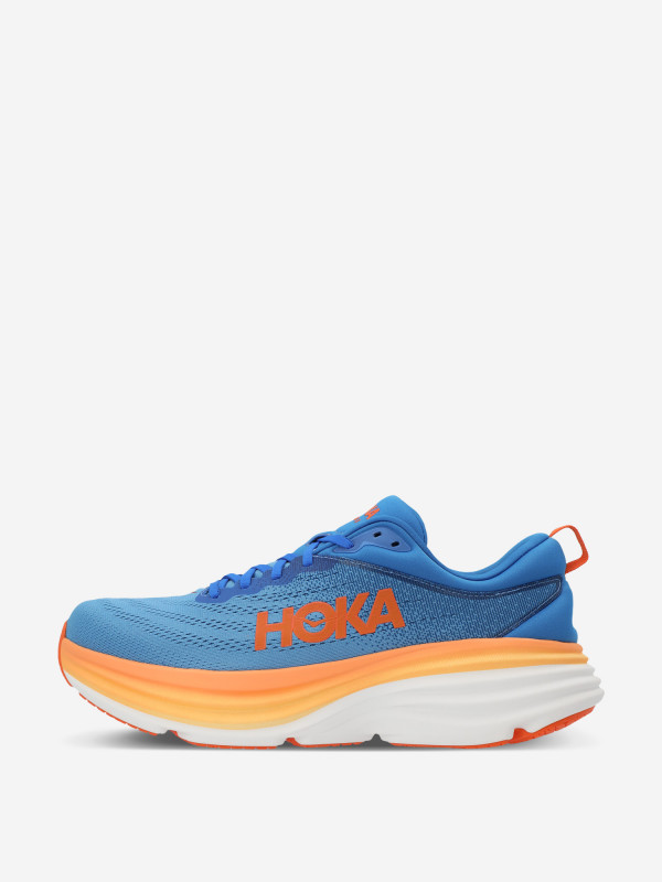 Кроссовки мужские Hoka One One Bondi 8 голубой/оранжевый/белый цвет — купить за 19599 руб. со скидкой 30 %, отзывы в интернет-магазине Спортмастер