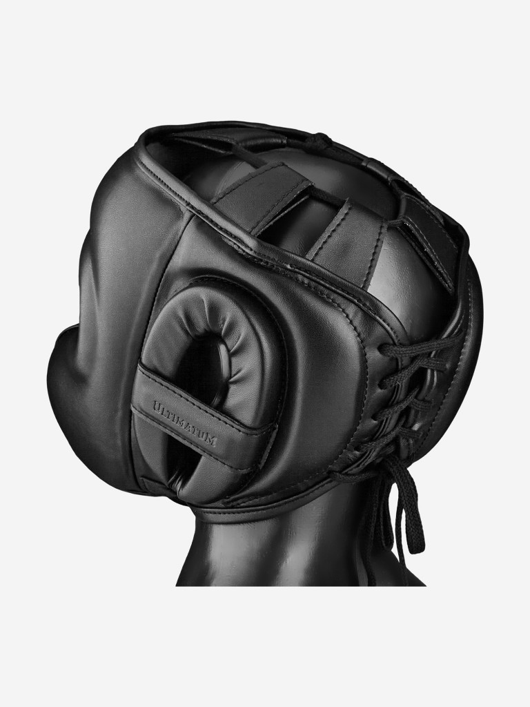 Боксёрский шлем с бампером ULTIMATUM BOXING GEN5FB HTN PITCH BLACK с алькантарой