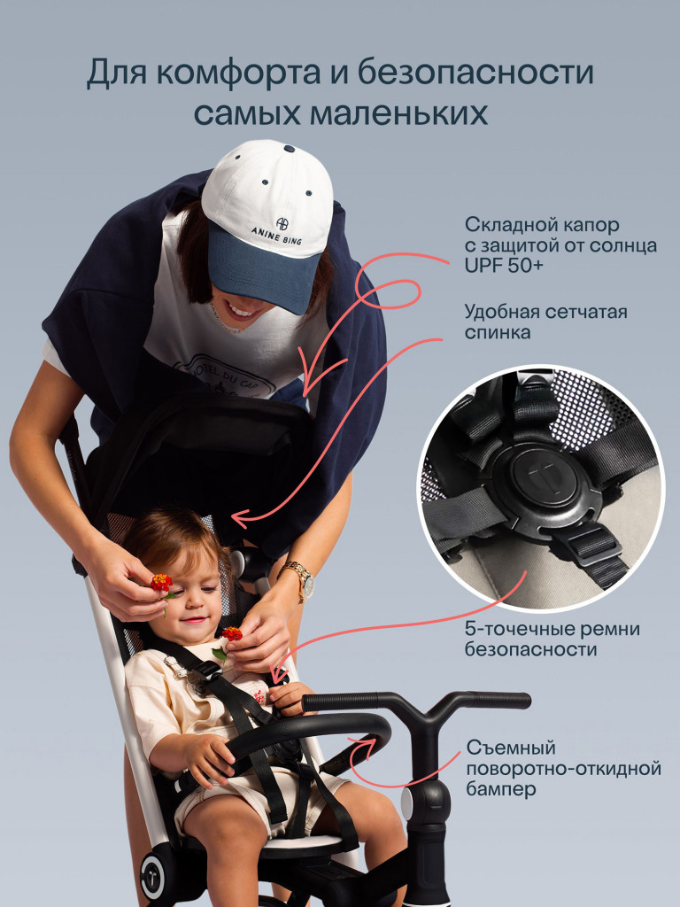 Велосипед детский трехколесный с ручкой SmarTrike Wonder+ Sand, складной, для путешествий