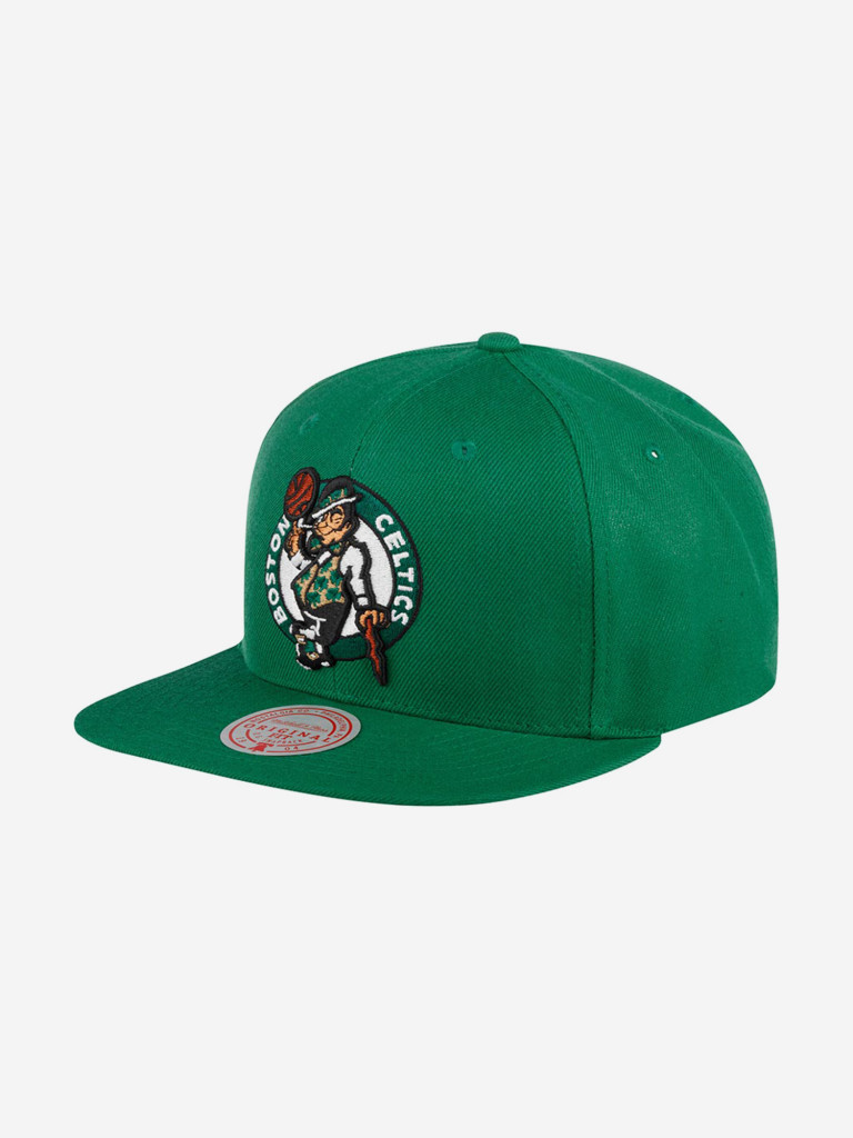 Бейсболка с прямым козырьком MITCHELL NESS HHSS3256-BCEYYPPPGREN Boston Celtics NBA