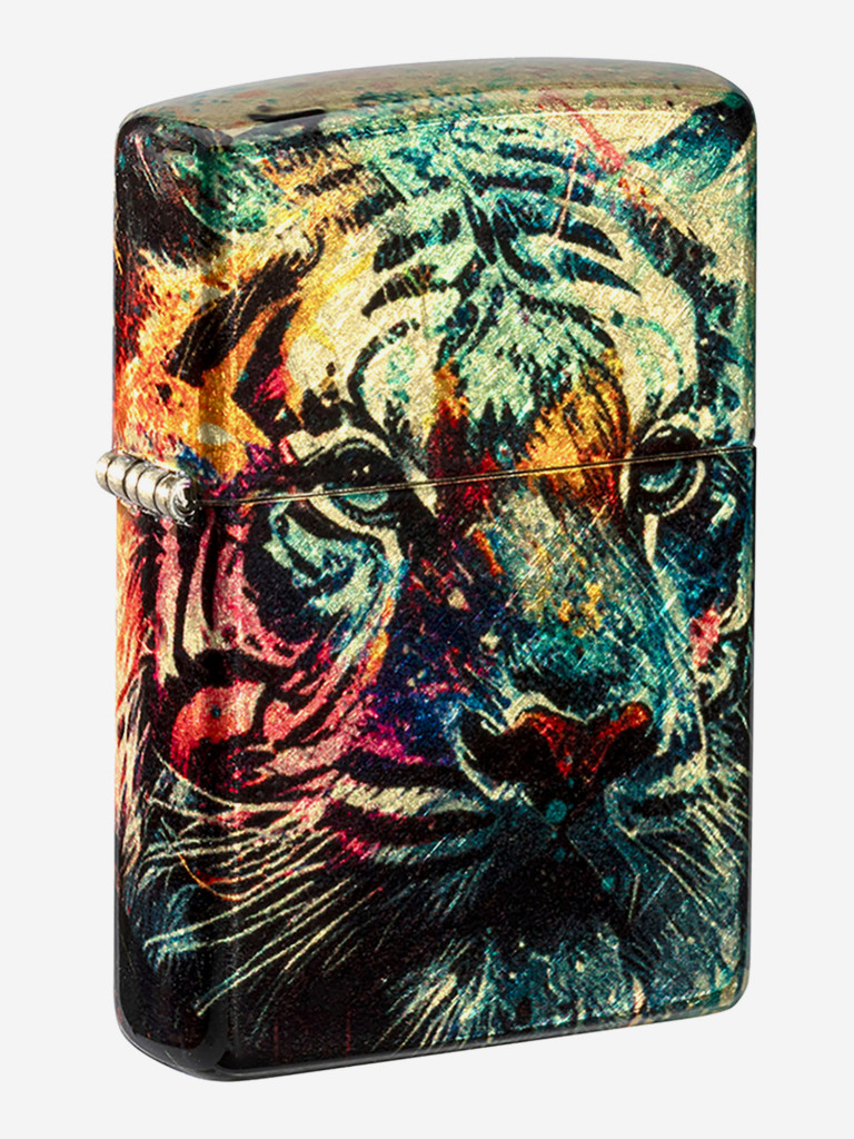 Зажигалка бензиновая ветроустойчивая Zippo Painted Tiger Design 540 Tumbled Brass