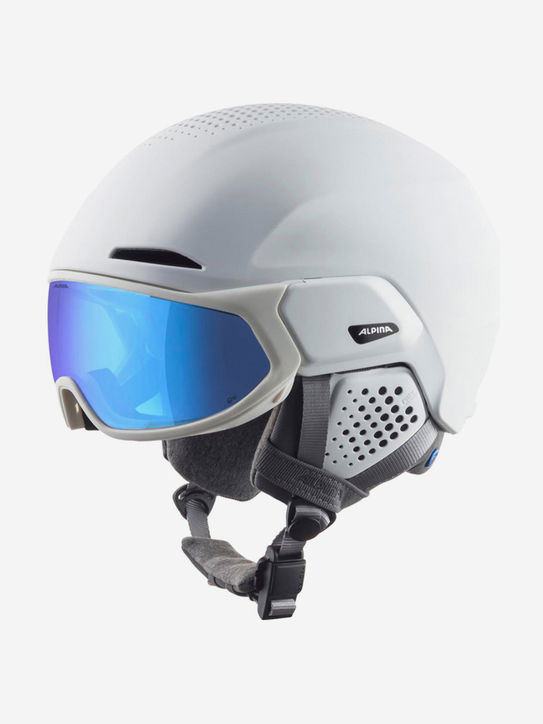 Горнолыжный шлем с визором Alpina Oro Qv Mips White Matt/Water Pink