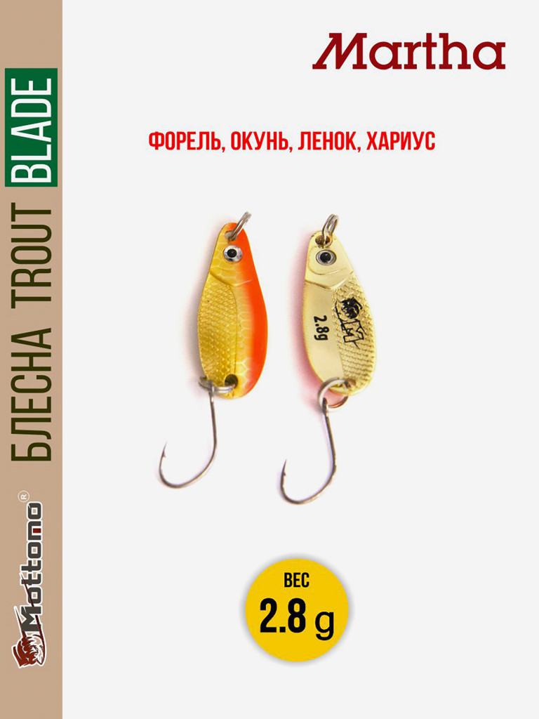 Форелевая рыболовная блесна Trout Blade Martha 2.8g на щуку