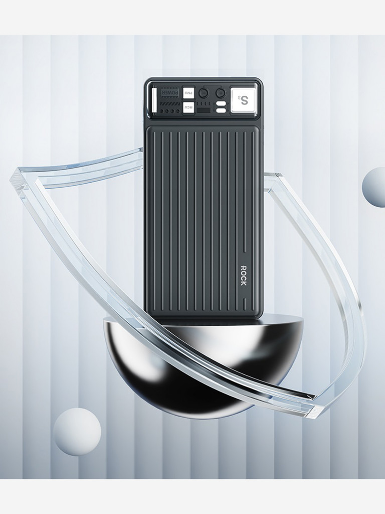 Внешний аккумулятор ROCK P98 PD20W Travel Series Power Bank With Cable 10000mAh черный