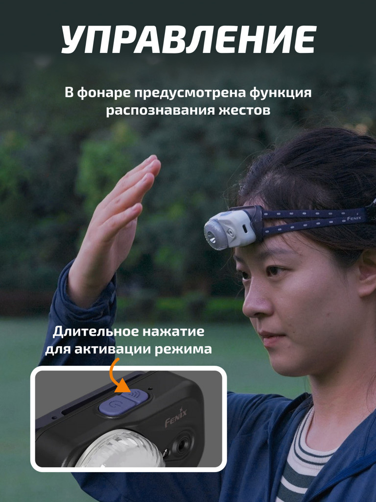 Фонарь Fenix налобный HL17R черный RGB