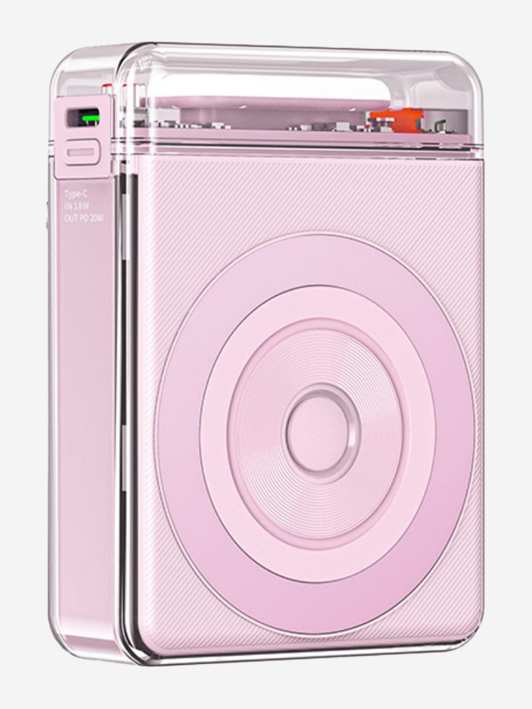 Повербанк быстрой зарядки 10000 мАч KEEPHONE Nova Power / Беспроводной блок питания PD 15W Встроенный ночник — Розовый