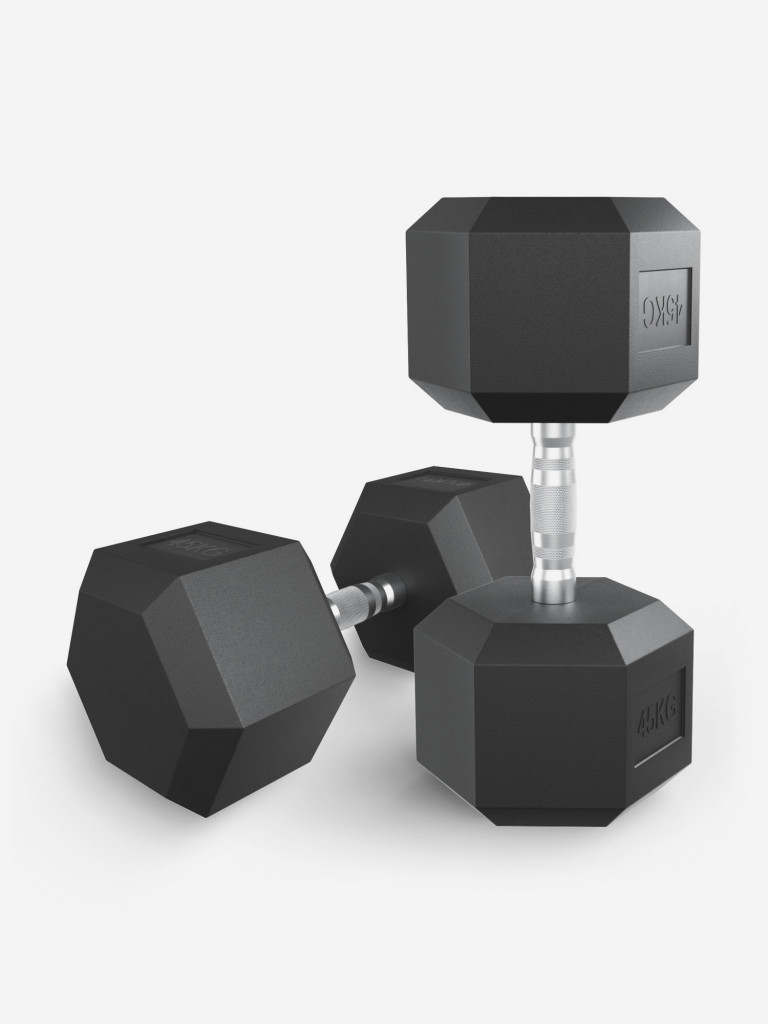 Гантель гексагональная UNIX Fit обрезиненная 45 кг
