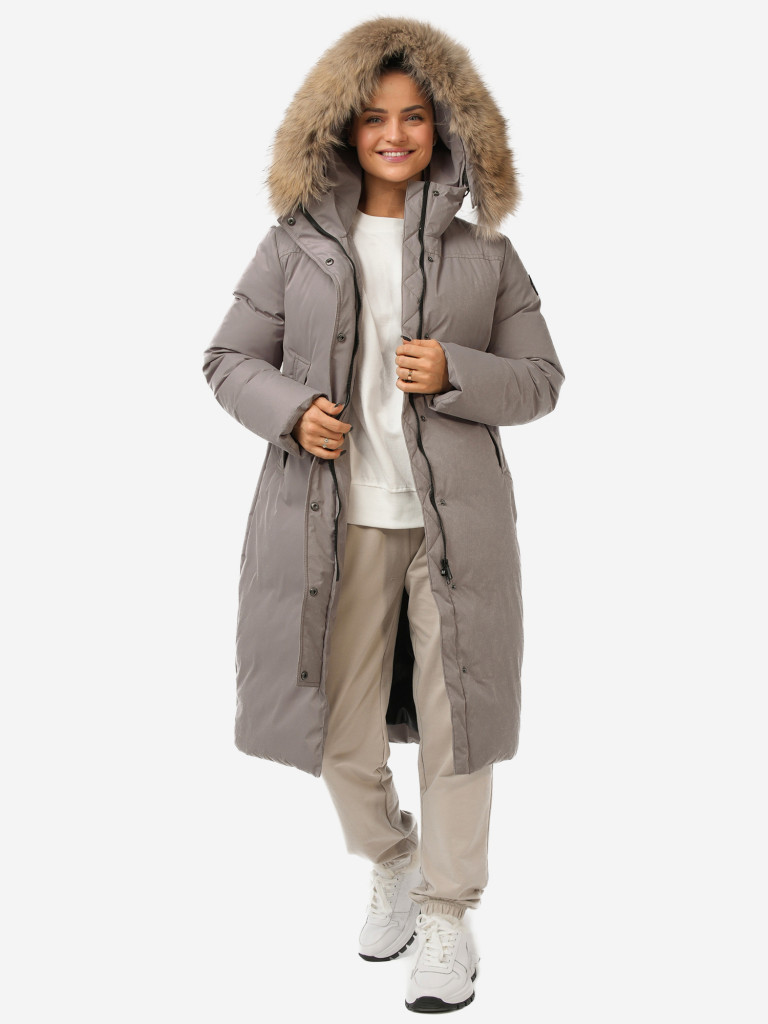 Пуховик женский удлиненный с мехом