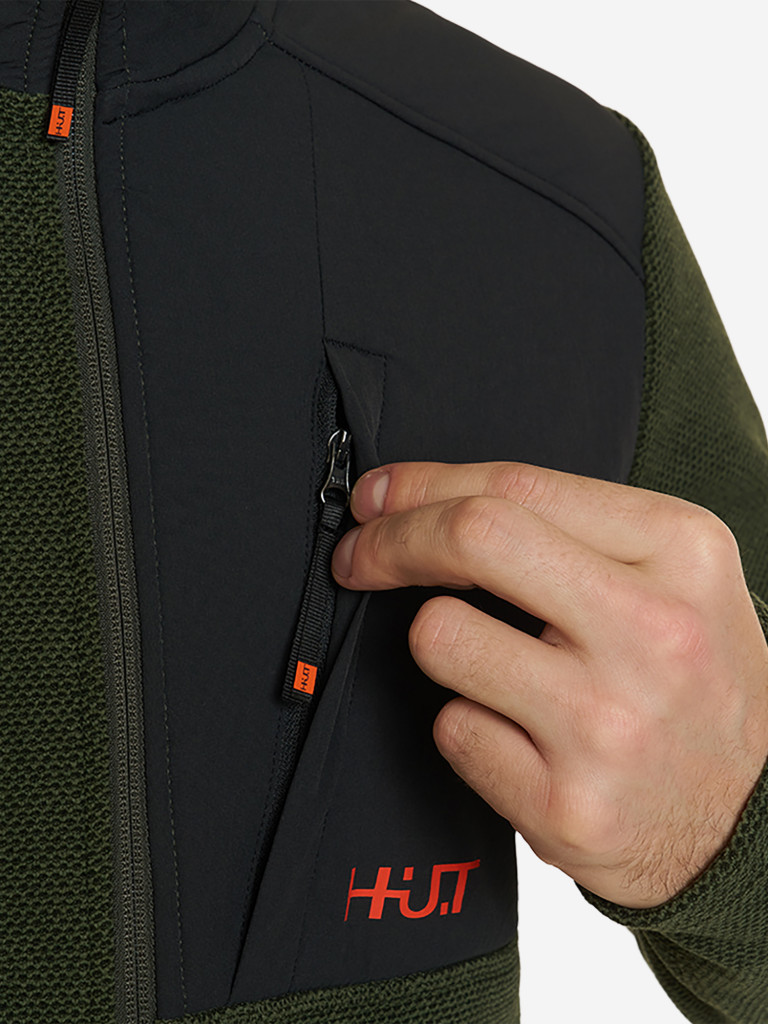 Кофта мужская на молнии HUT URMAN флисовая для охоты, зеленая