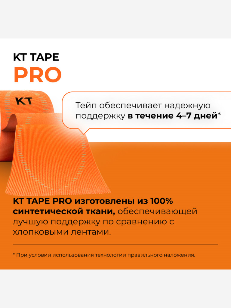 KT Tape PRO Кинезио тейп для тела, 20 полосок в рулоне, 25 х 5 см, оранжевый