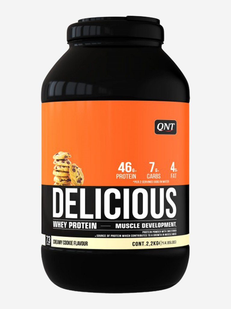Сывороточный протеин для набора мышечной массы, для похудения, QNT Delicious Whey Protein Powder 2,2 kg Creamy Cookie