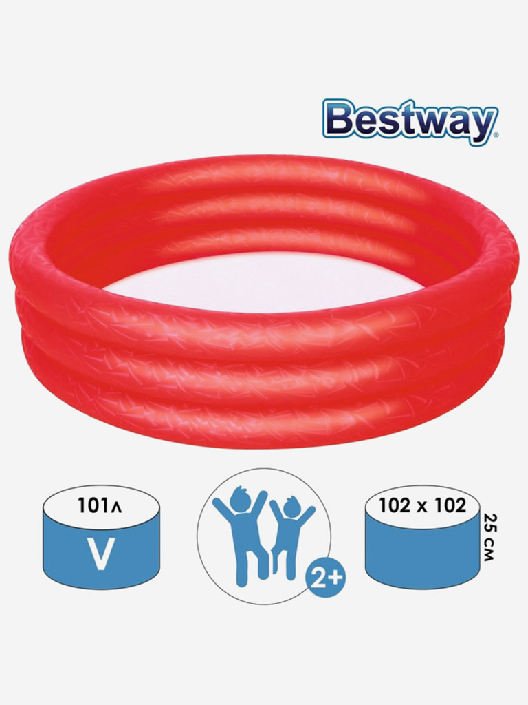 Детский надувной бассейн Bestway 51024 "Play Pool" (102х25см), красный