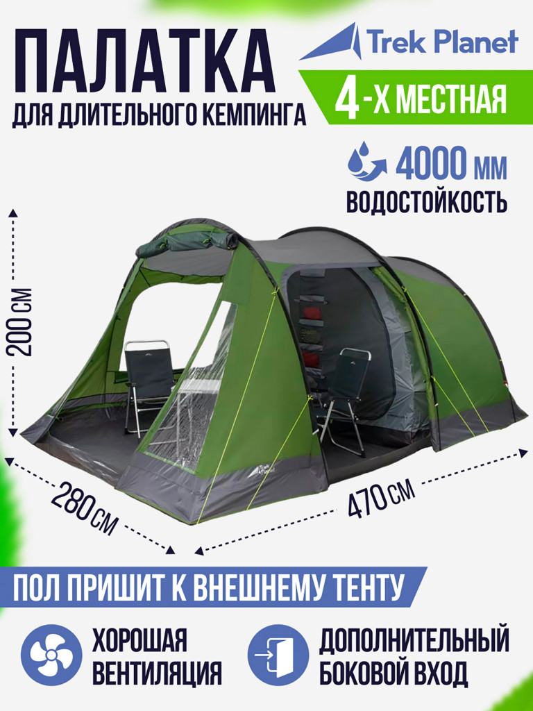 Четырехместная кемпинговая палатка Trek Planet Ankona Lux 4