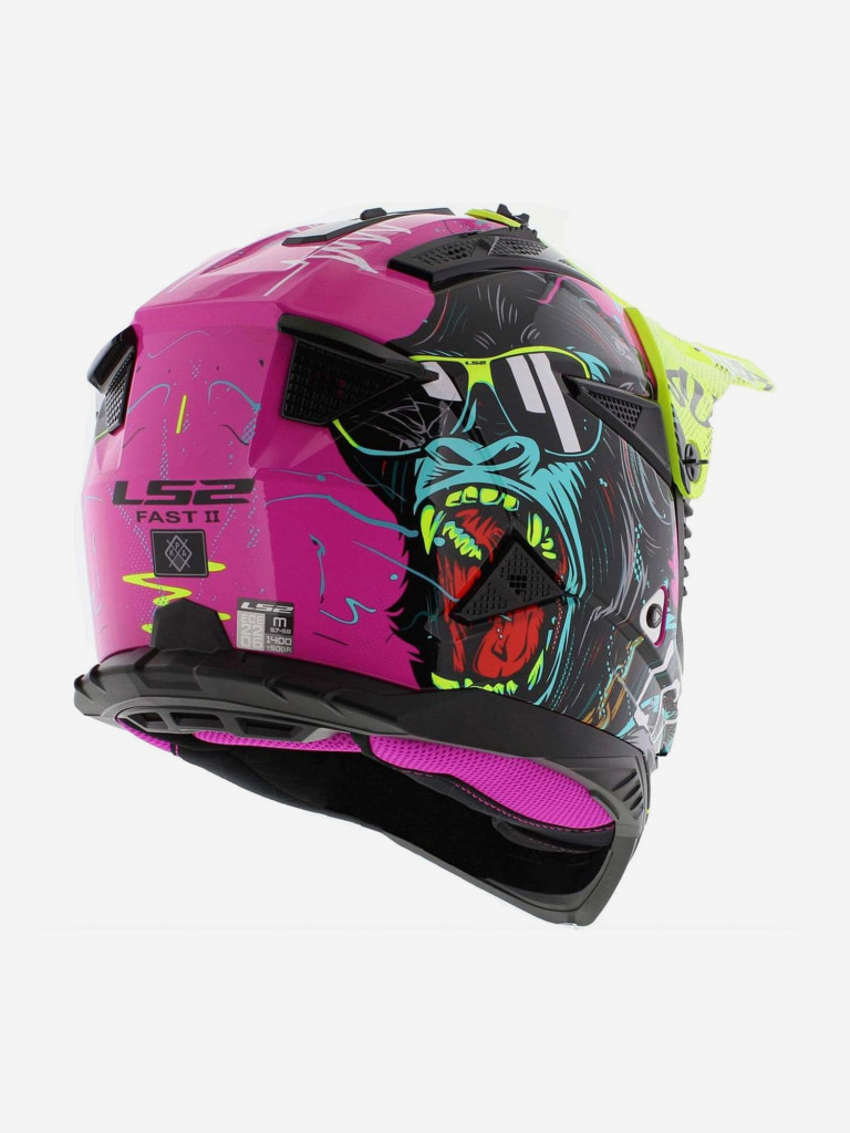 Мотошлем LS2 MX708 FAST II GORILLA (фиолетово-желтый глянцевый, Gloss Purple H-V Yellow)