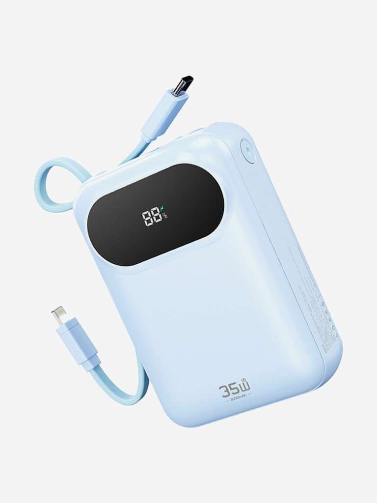 Внешний аккумулятор карманный ROCK Y11 Mini Series Power Bank with Cable 20000mAh 35w голубой