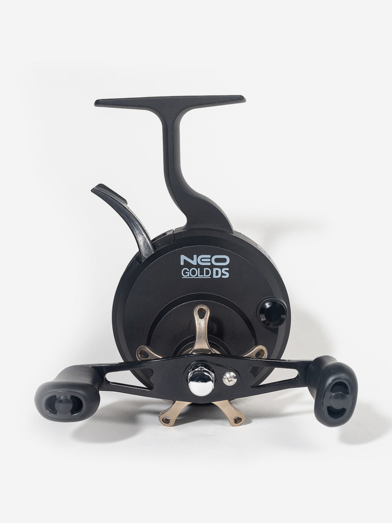 Катушка для рыбалки зимняя мультипликаторная с запасной шпулей FOLKFISHING Neo Gold DS