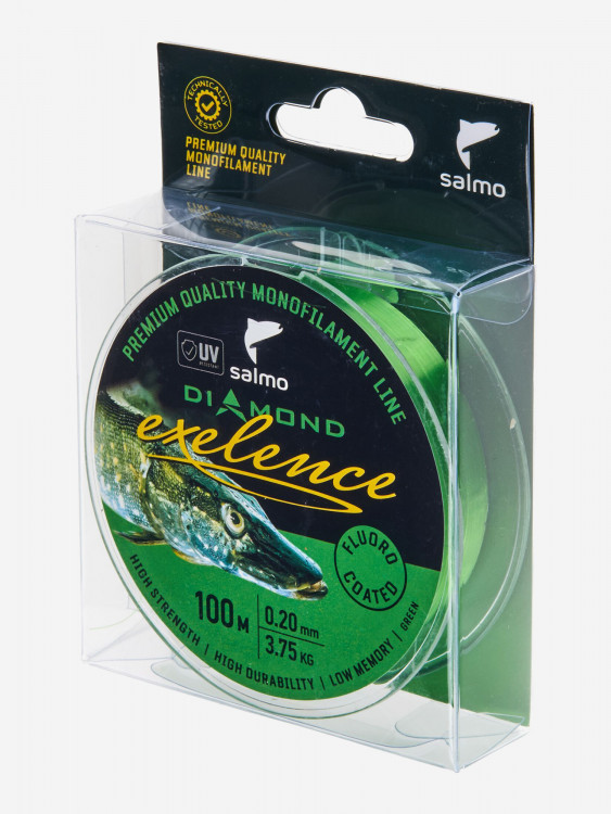 Леска флюорокарбон для летней рыбалки Salmo Diamond EXELENCE FLUORO COATED Green длина 100 м, диаметр 0,20 мм
