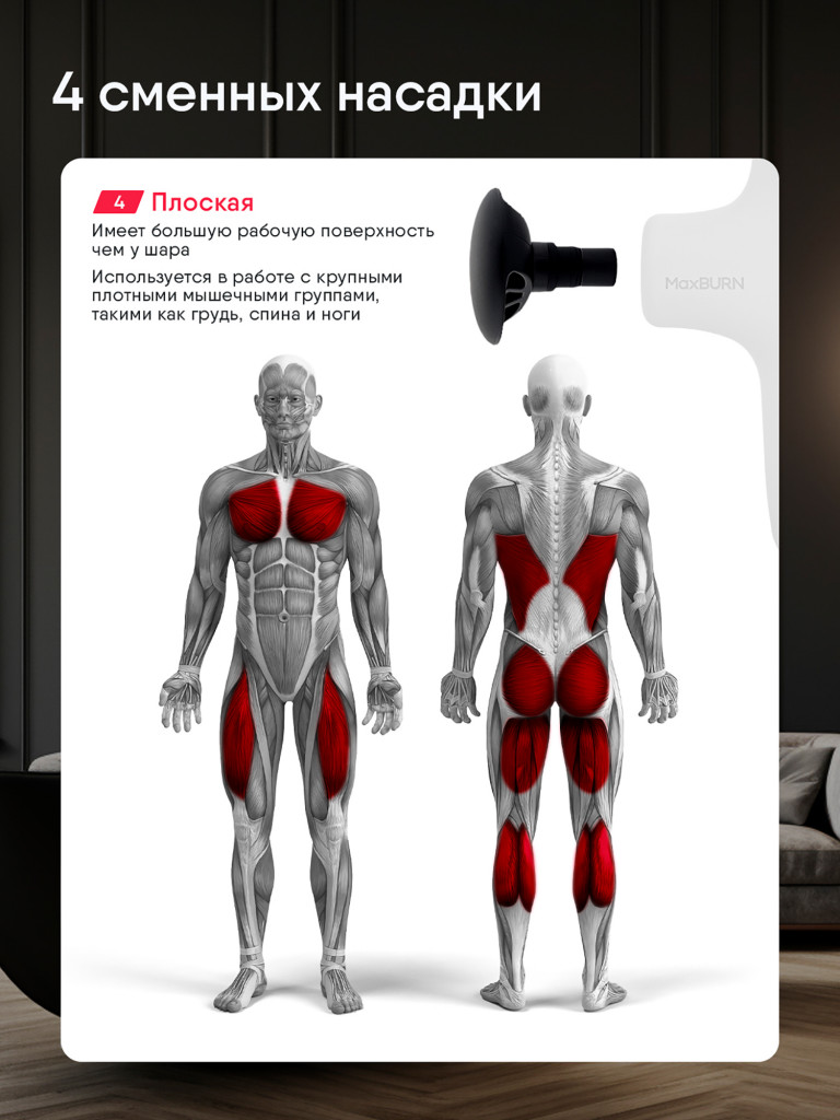 Перкуссионный массажер пистолет для тела Ergonova MaxBurn GUN mini электрический антицеллюлитный лимфодренажный