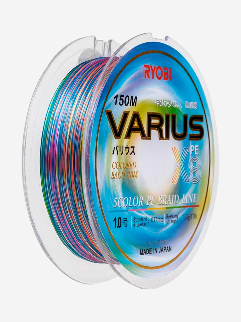 Шнур плетеный для рыбалки Ryobi VARIUS PE8X, 150м, 0,165мм, 7,7кг, мультиколор