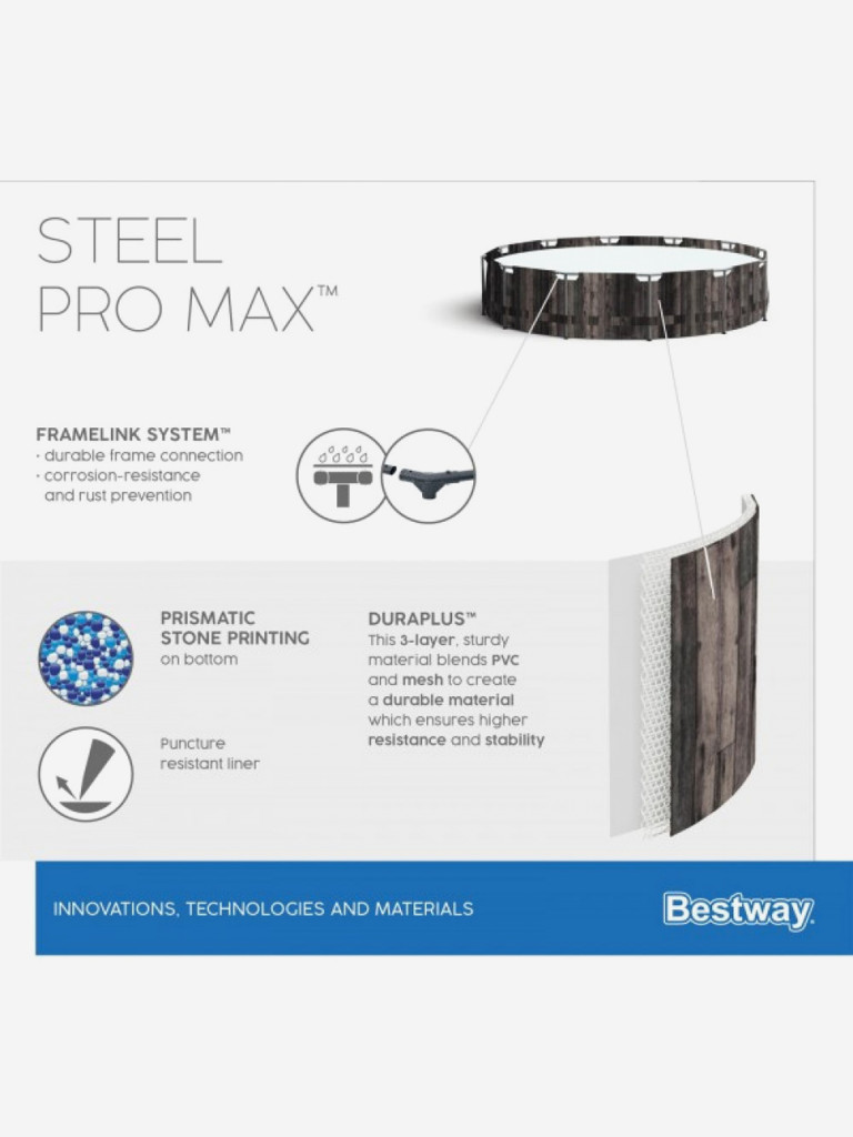 Бассейн каркасный Bestway 5614X Steel Pro MAX (366х100см) фильтр-насос, лестница