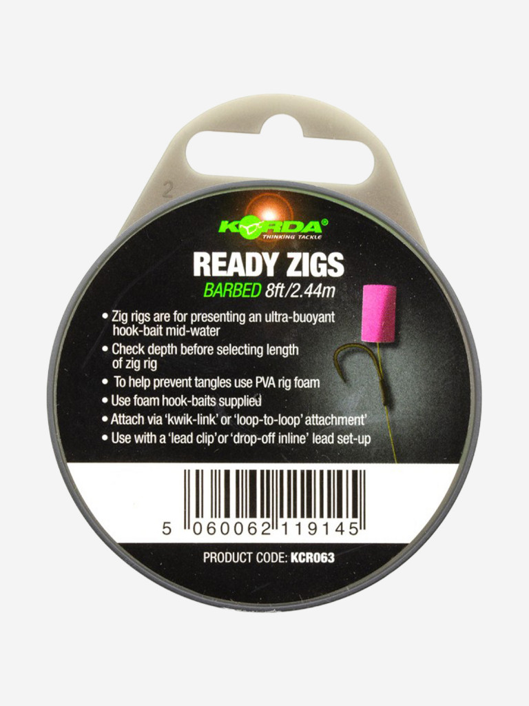 Поводок готовый KORDA Ready Zigs 8' 240см №10 3шт