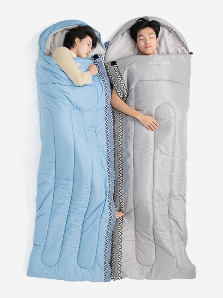 Мешок спальный Naturehike Envelope Down L350, (190+30)х75 см, (левый) (ТК: +3C), голубой