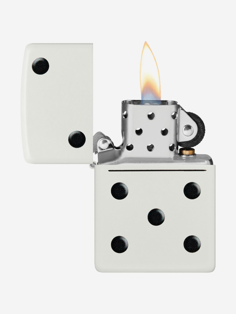 Зажигалка бензиновая ветроустойчивая Zippo Domino Design White Matte