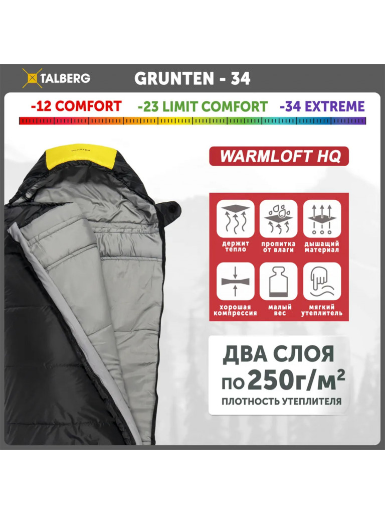 Спальный мешок KingCamp GRUNTEN -34C, левый