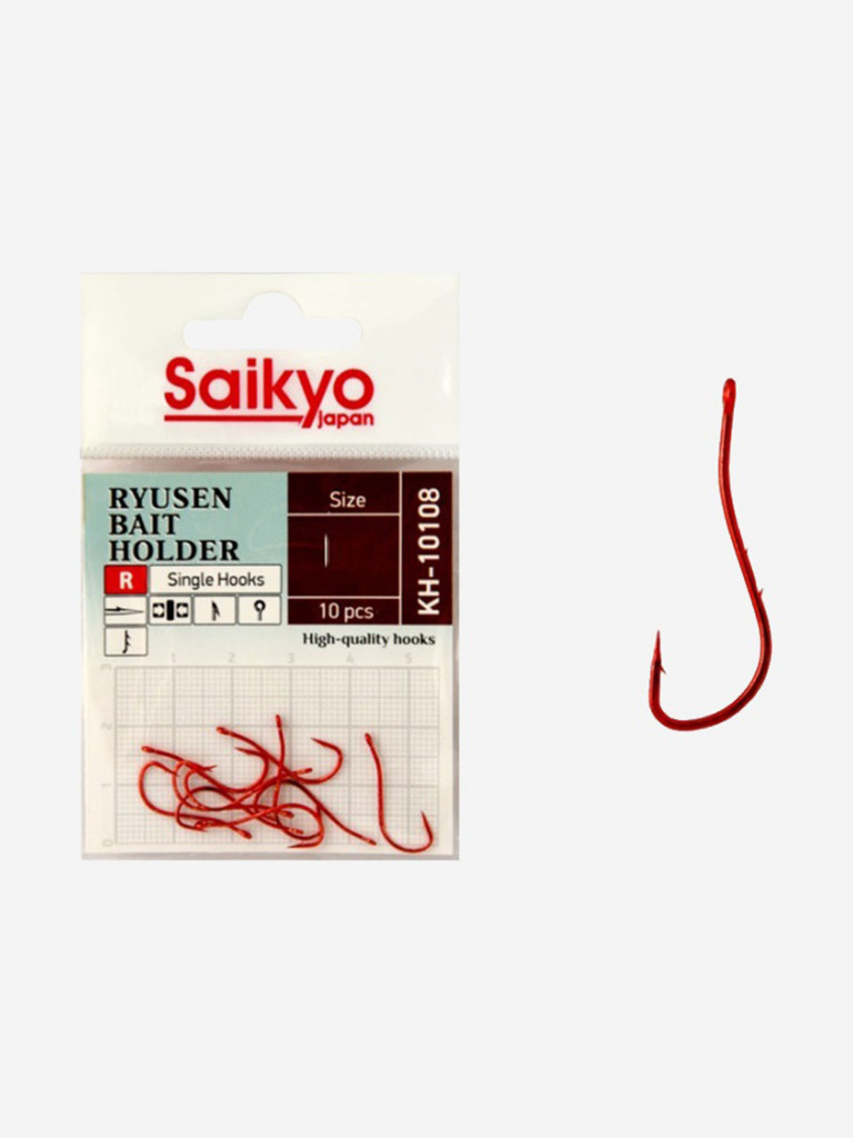 Крючки для рыбалки одинарные Saikyo KH-10108 R BN RYUSEN BAIT HOLDER ( 1 упк. по 10 шт.)