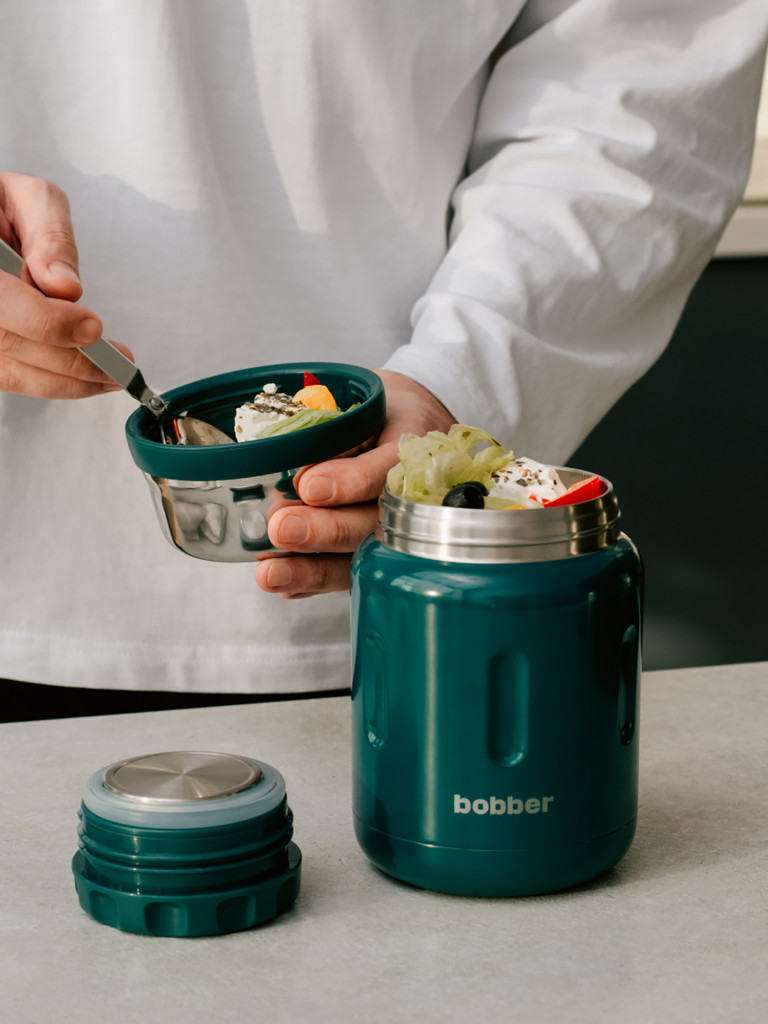Термос вакуумный для еды BOBBER Jerrycan 700 мл, тепло до 14 часов, темно-бирюзовый