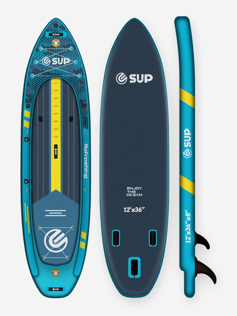 Надувной сапборд E-SUP Refreshing Fishing Boat 12' (366×91×20 см), рыболовный