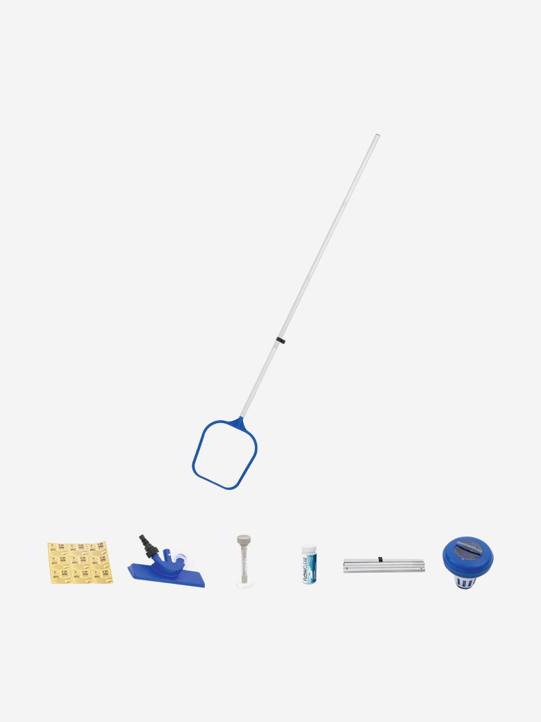 Набор для чистки бассейна Bestway 58195 сачок, щетка, дозатор, термометр, тест-полоски,ремкомплект, ручка 172см