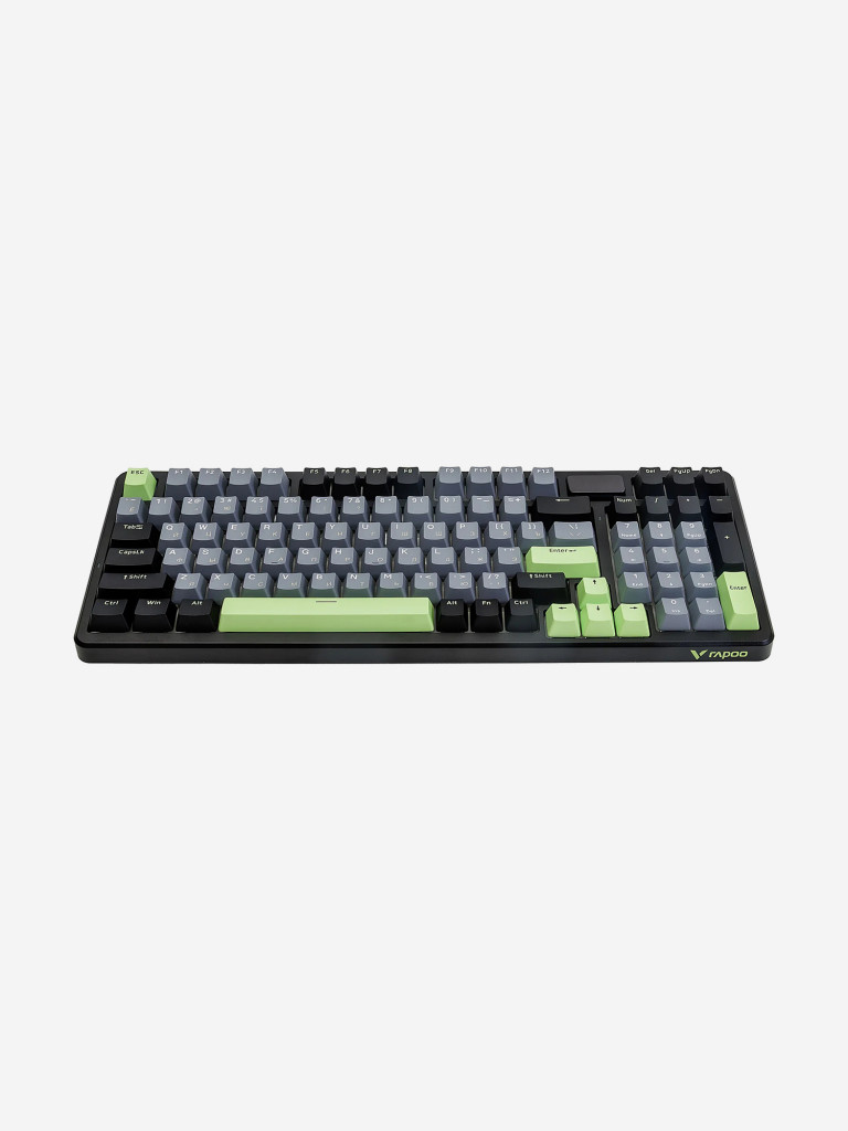 RAPOO Игровая механическая клавиатура проводная/беспроводная V700DIY-98, цвет: чер/сер/зел (10370)