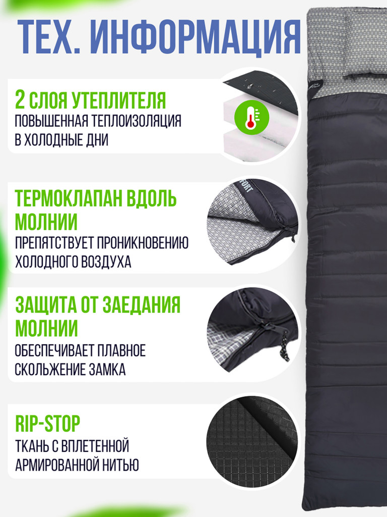 Cпальник-одеяло двойного размера Trek Planet Jersey Double