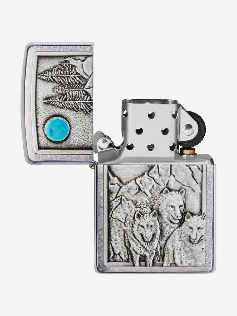 Зажигалка бензиновая ZIPPO 49295 Wolf Pack and Moon Emblem