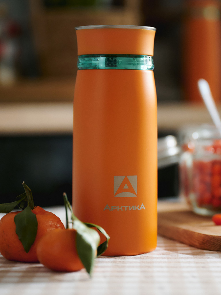 Термокружка Арктика 715 с ситечком 320 мл, оранжевая