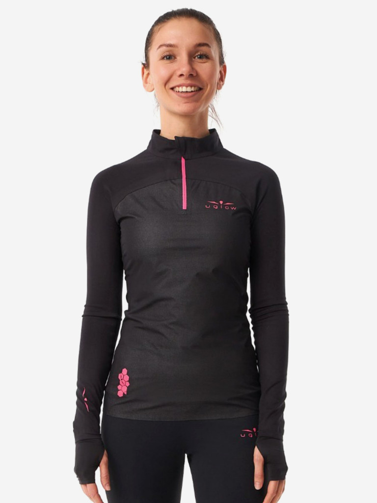 Лонгслив с мембранной вставкой женский UGLOW, черный розовый
