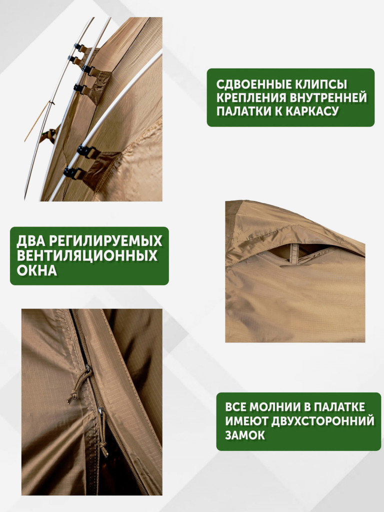 Палатка FANTOM 2-3 PRO трехместная туристическая экстремальная, алюминиевый каркас, двухслойная