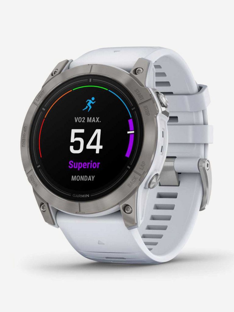 Спортивные часы Garmin EPIX PRO (Gen 2) Sapphire Edition 51 мм, титановый белый, DLC, белый силиконовый ремешок